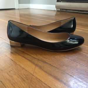 J.Crew Factory Black Flats with Gold Heel